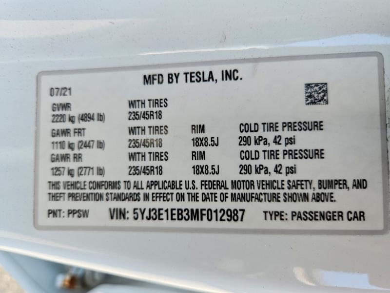 2021 Tesla Model 3