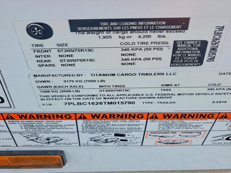 2026 Titanium Cargo 8.5X16 Enclosed Cargo Trailer