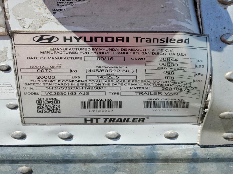2017 Hyun DAI Translead VC2530152-AJS DRY Van Trailer
