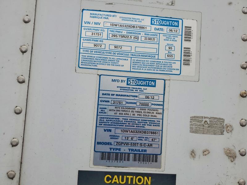 2013 Stoughton Zgpvw-535t-s-c-ar dry van Trailer