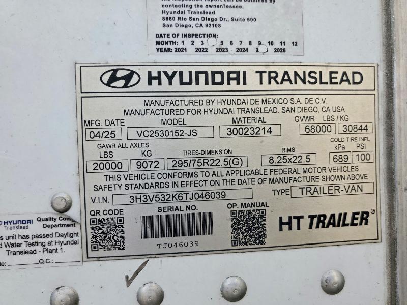 2026 Hyundai Trailers 2026 Hyundai Translead VC2530152-JS DRY Van Traile