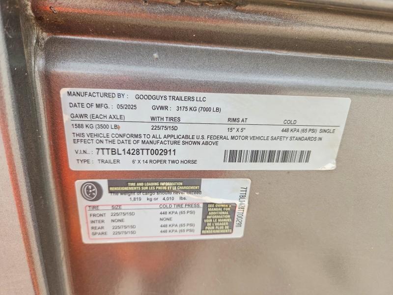 2026 Goodguys Lowboy 2026 Goodguys 6X14 Roper Livestock Trailer