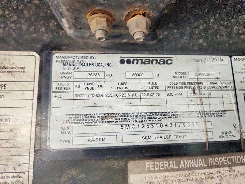 2019 Manac 13253c0b1l Drop Deck Trailer