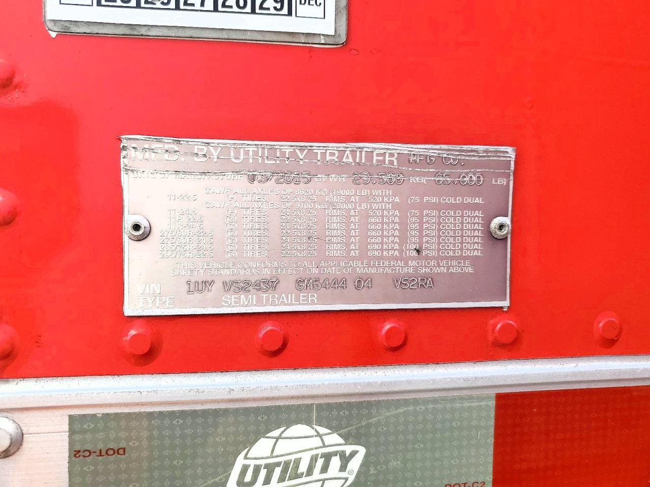 2016 Utility Tr 2016 Utility VS2RA Refrigerated Van Trailer
