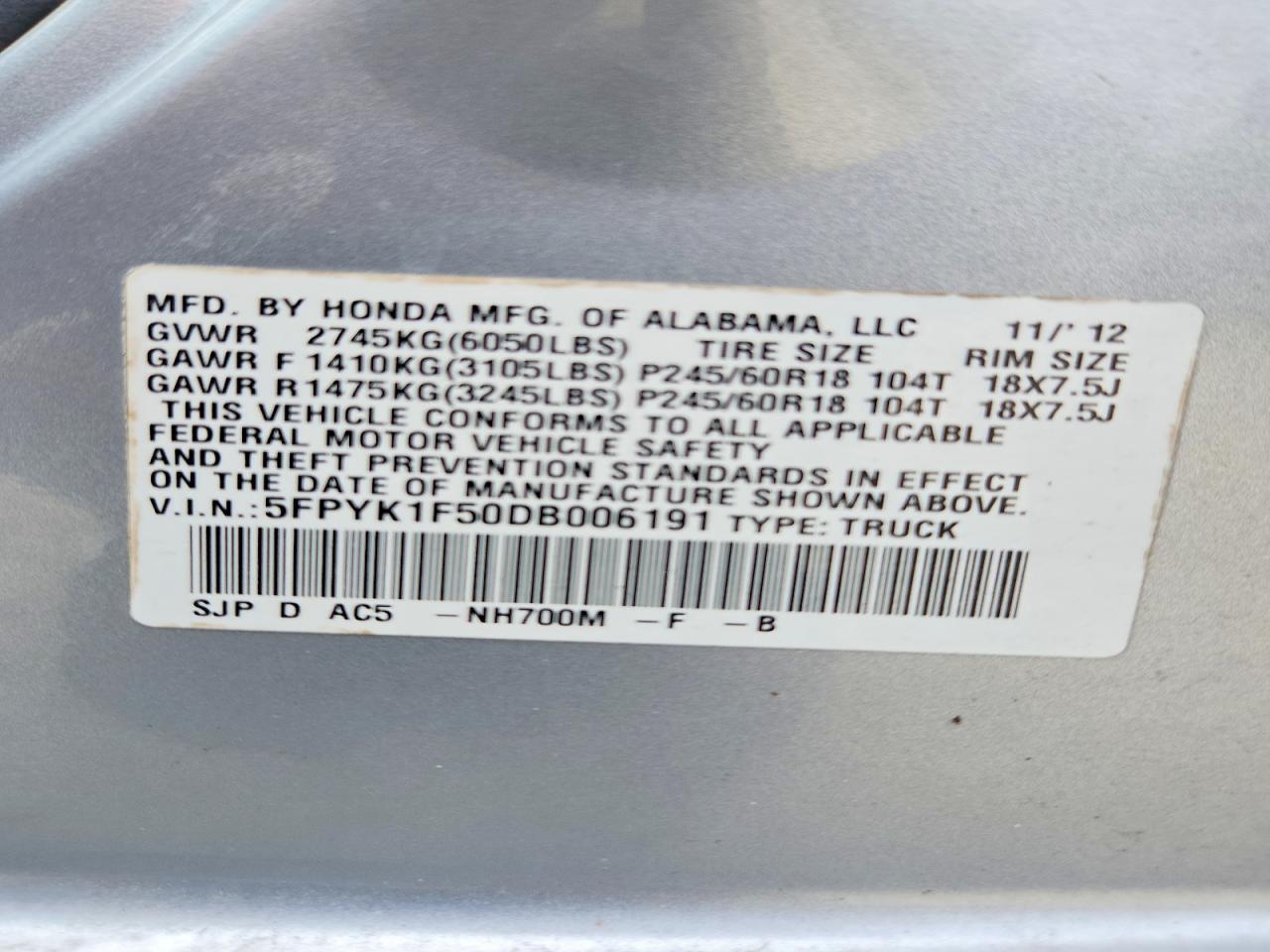 2013 Honda Ridgeline RTL