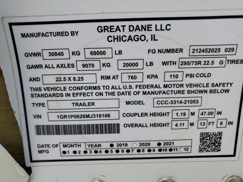 2021 Great Dane Trai 2021 Great Dane CCC-3314-21053 DRY Van Trailer