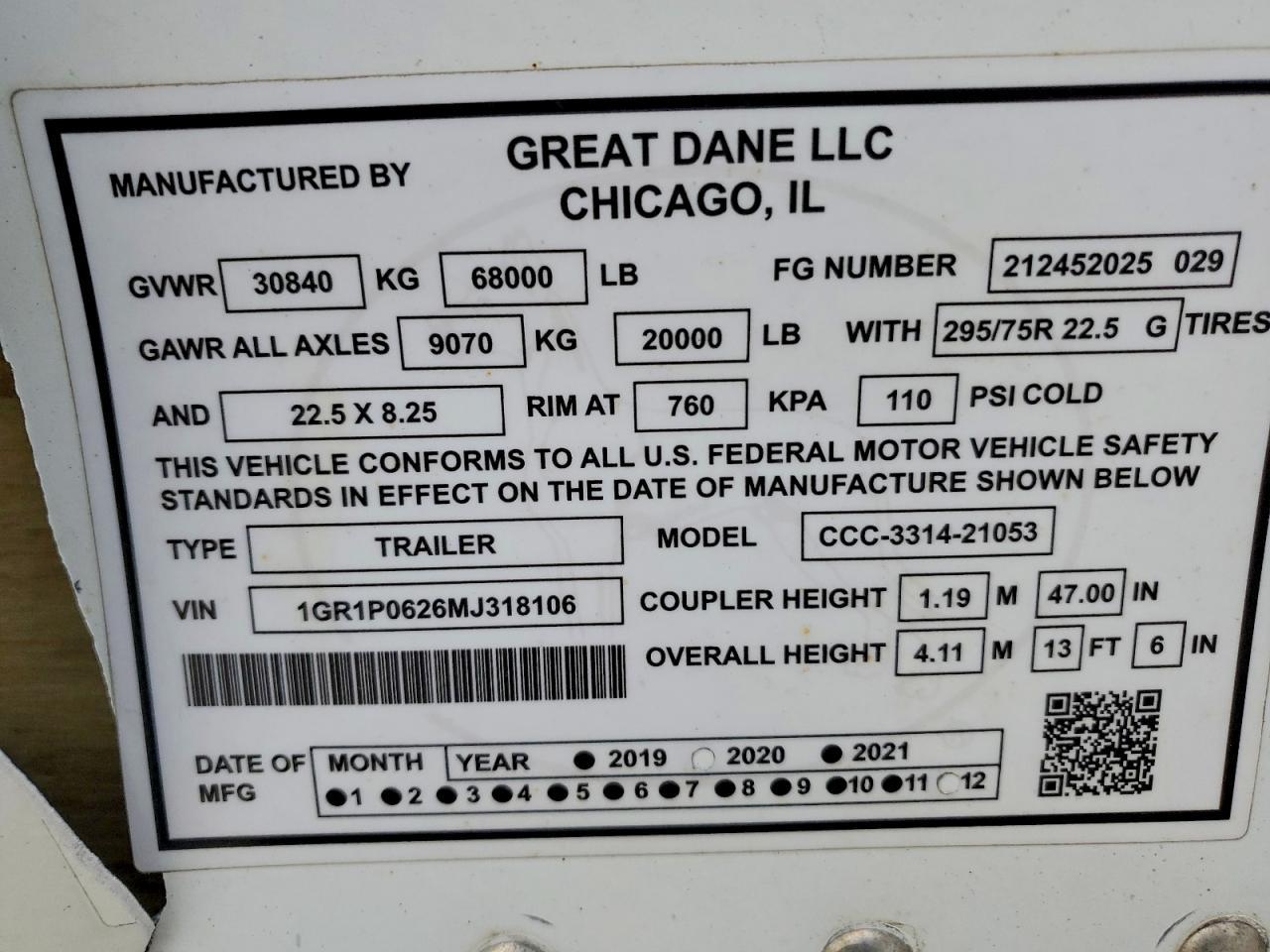 2021 Great Dane Trai 2021 Great Dane CCC-3314-21053 DRY Van Trailer