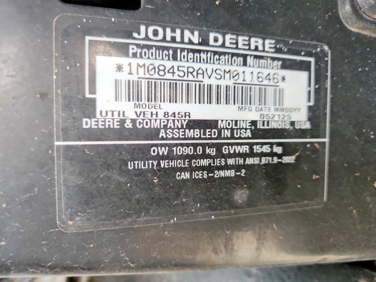 2025 John Deere XUV845R Utility Vehicle