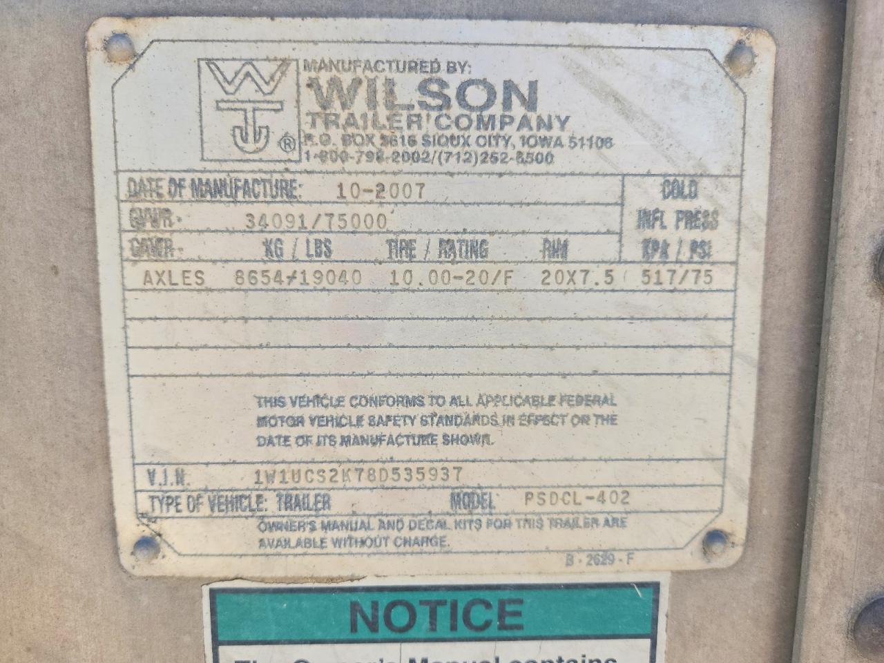 2008 Wilson Trailer Co. 2008 Wilson PSDCL-402 Livestock Trailer