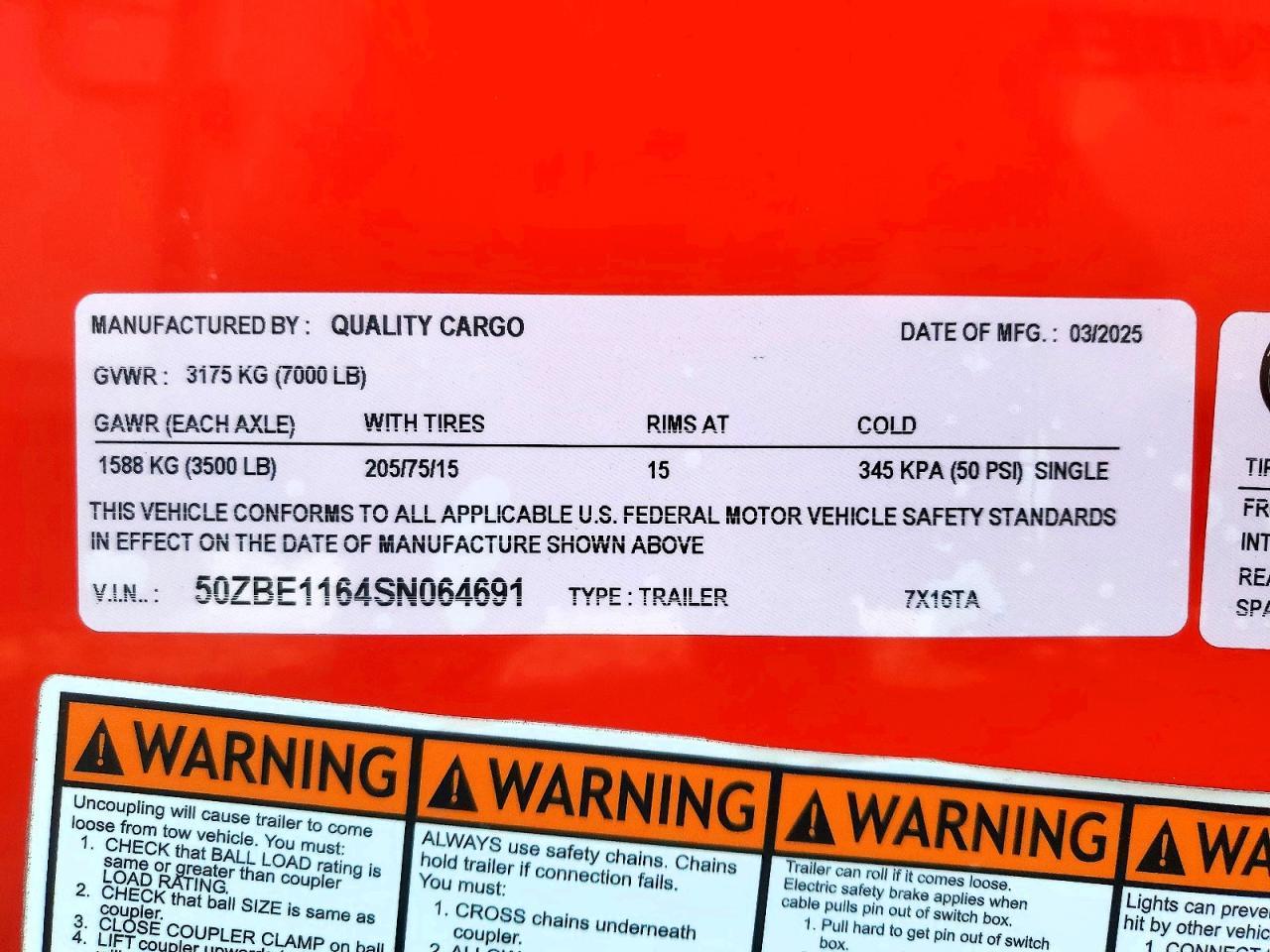 2026 Quality Cargo 7X16TA Enclosed Cargo Trailer