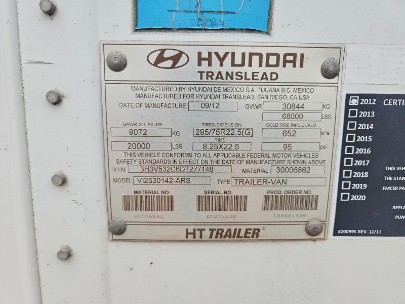 2013 Hyundai Translead Inc 2013 Hyundai Translead VI2530142-ARS DRY Van Trail