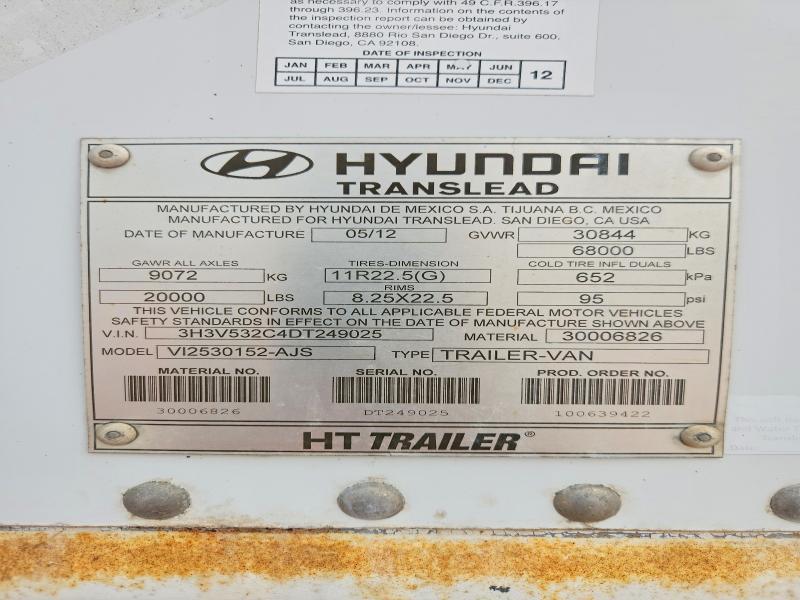 2013 Hyundai Translead Inc 2013 Hyundai Translead V12530152-AJS DRY Van Trail