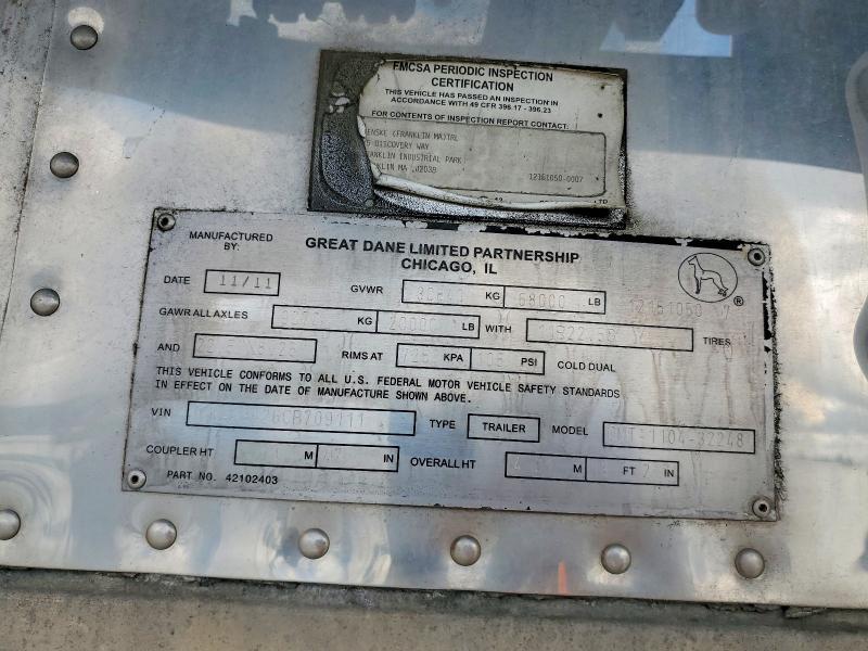 2012 Great Dane CMT-1104-32248 Refrigerated Van Trailer
