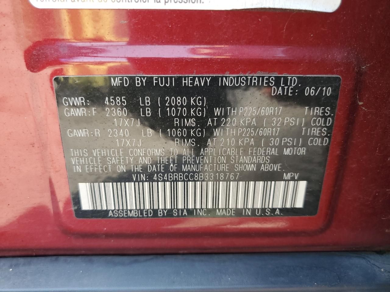 2011 Subaru Outback 2.5I Premium