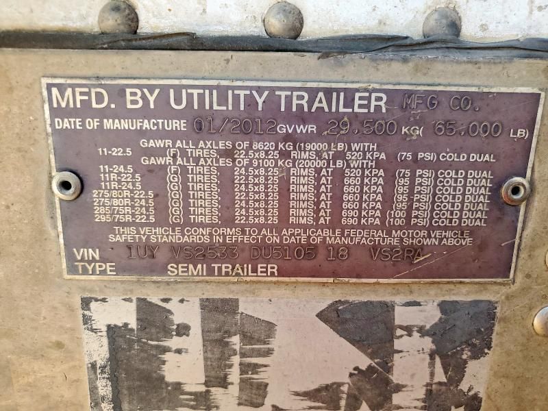 2013 Utility VS2RA Refrigerated Van Trailer