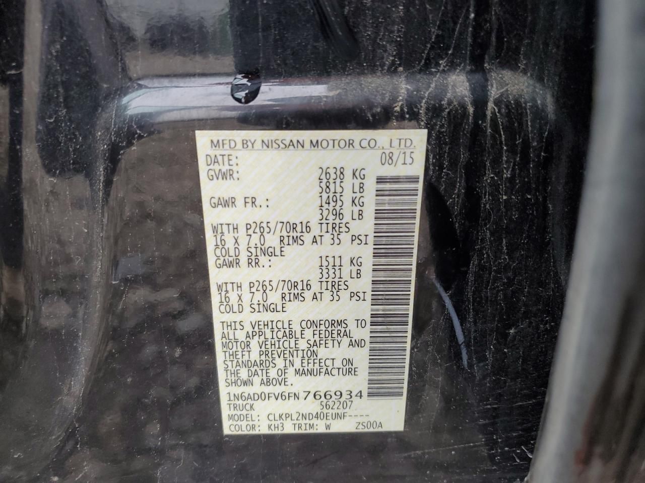 2015 Nissan Frontier sv