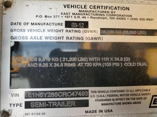 2012 East Manufacturing Flatbed Trailer