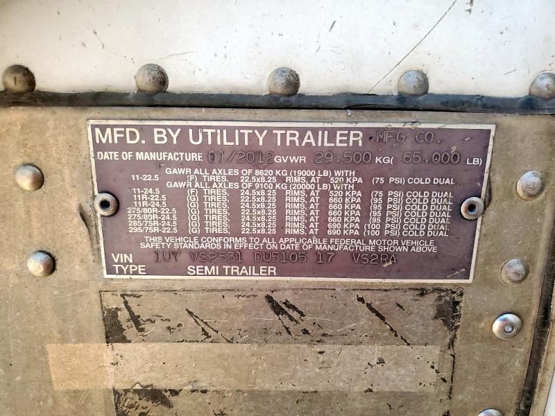 2013 Utility VS2RA Refrigerated Van Trailer