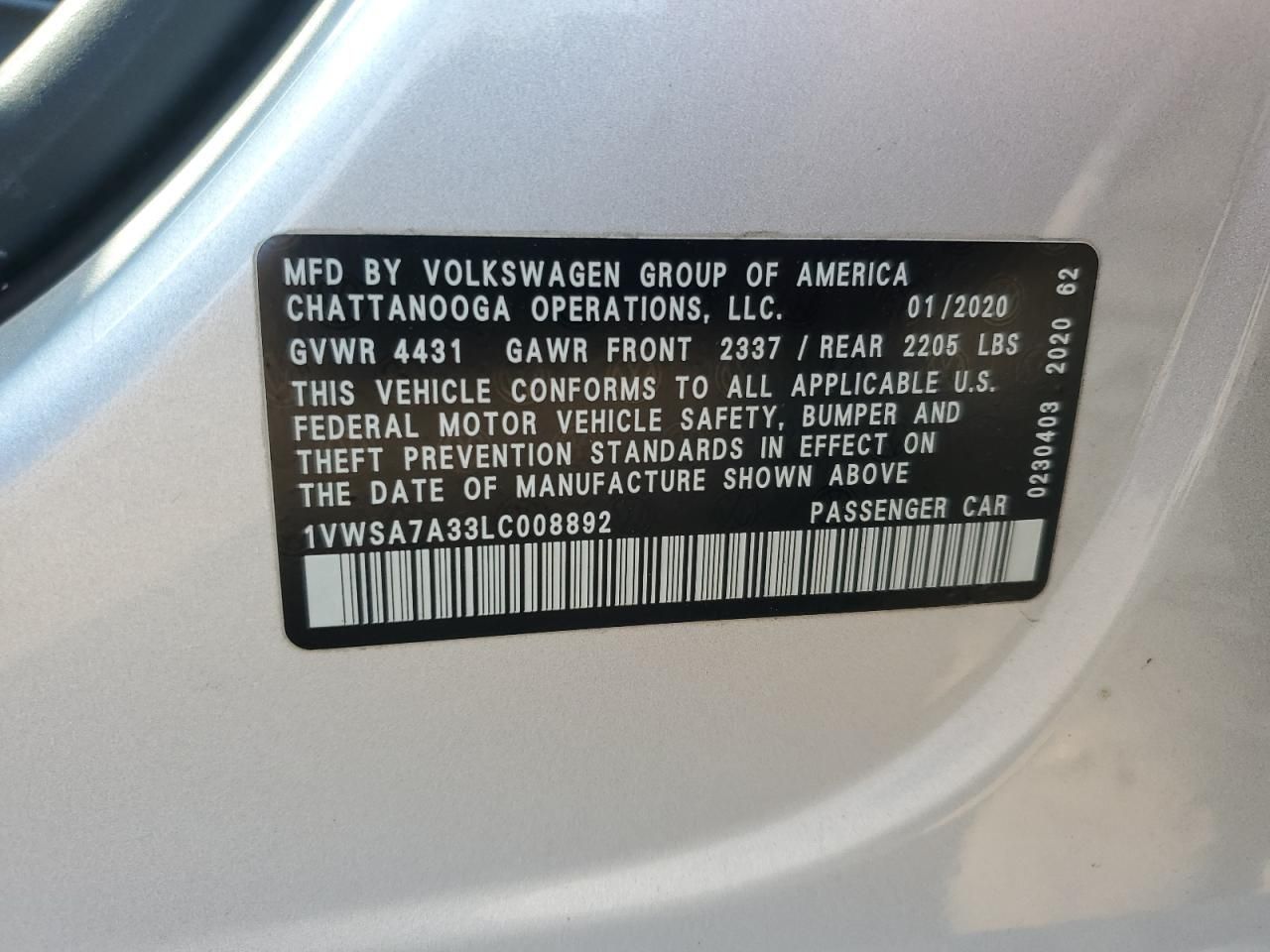 2020 Volkswagen Passat se