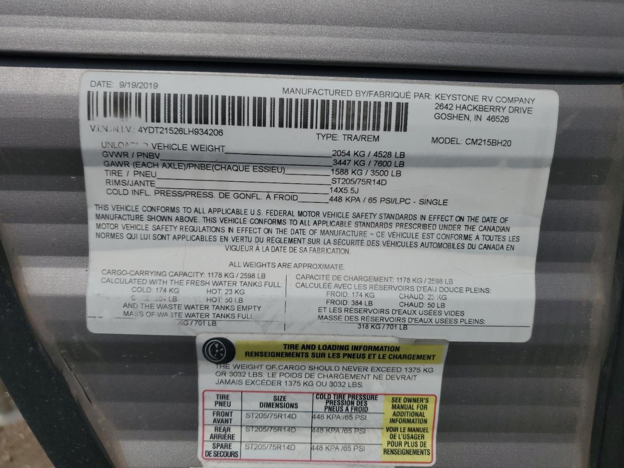 2020 Coleman CM215BH20-Camper