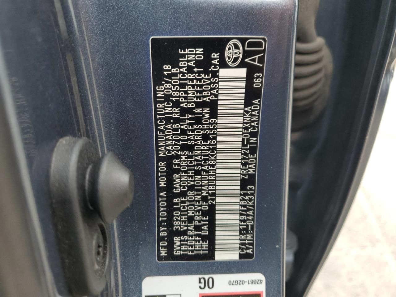 2019 Toyota Corolla l