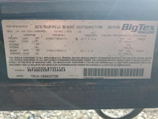 2024 Big Tex 70CH-18BKDT2B Equipment Trailer