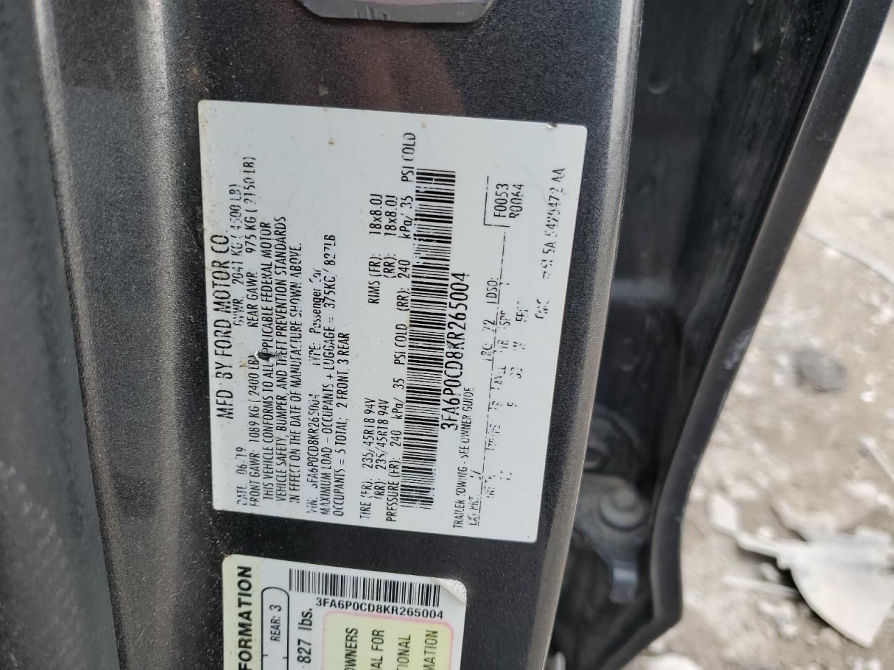 2019 Ford Fusion sel