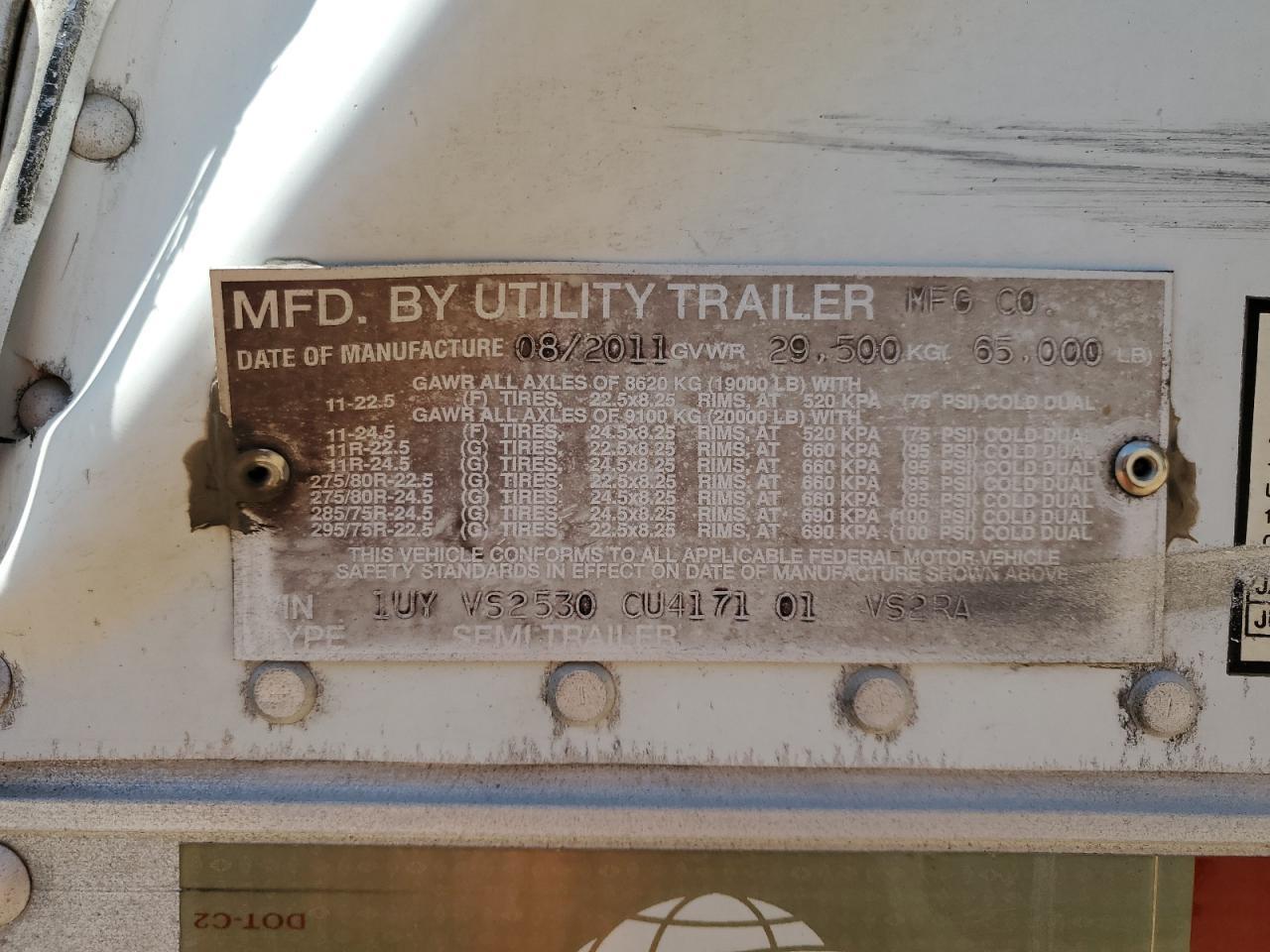2012 Utility VS2RA Refrigerated Van Trailer