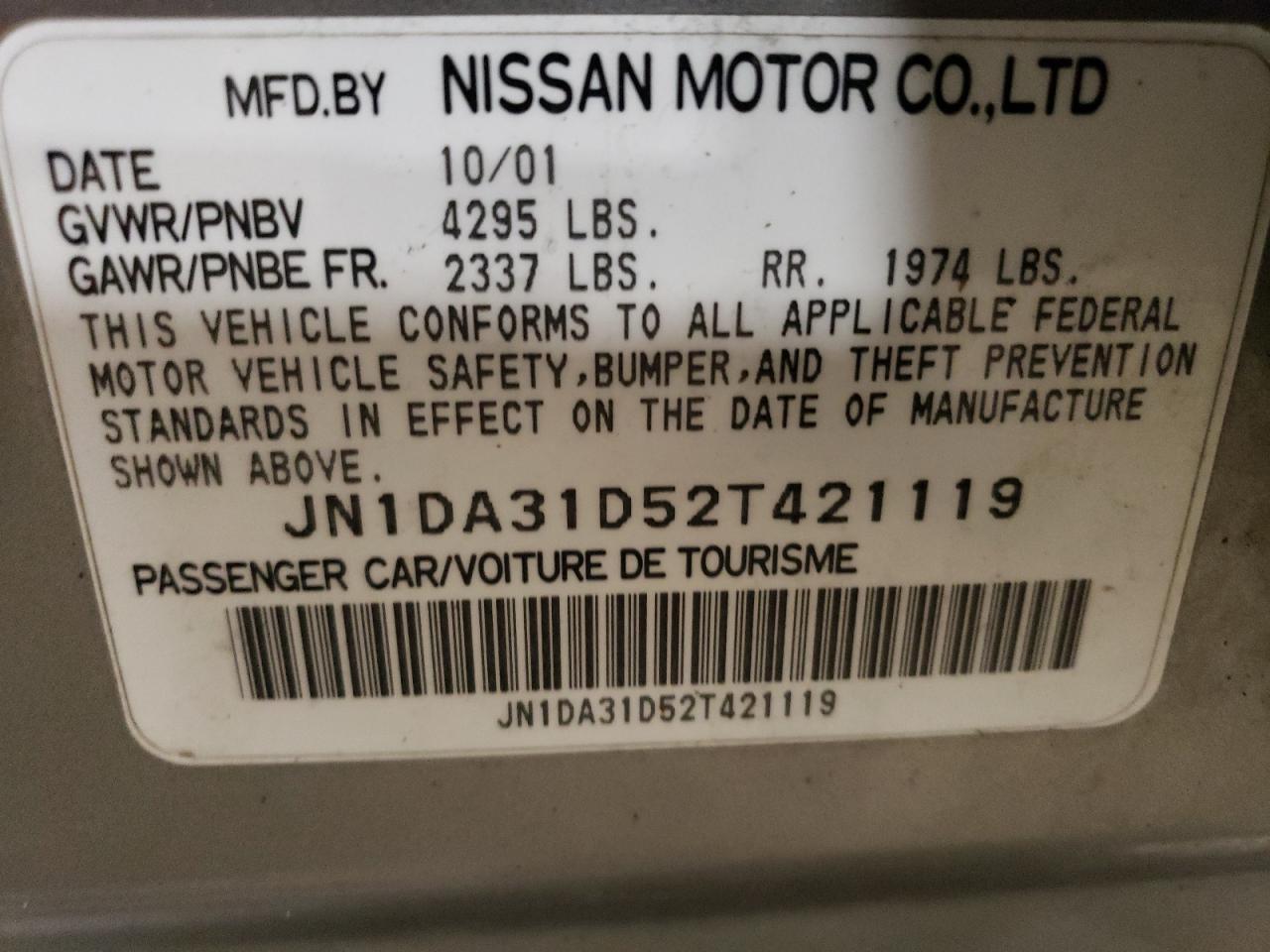 2002 Nissan 2002 Niss Maxima gle