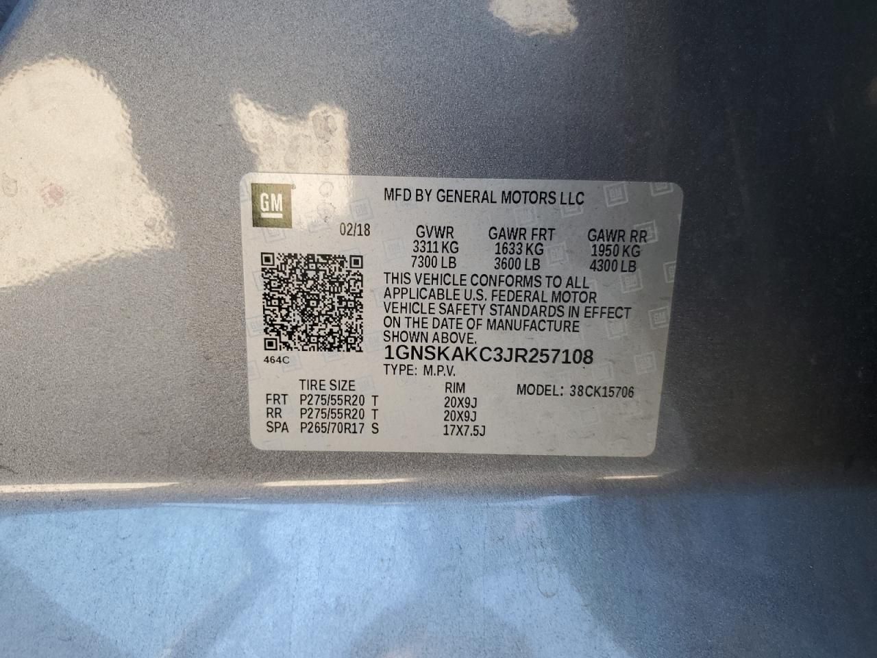 2018 Chevrolet Tahoe K1500 ls