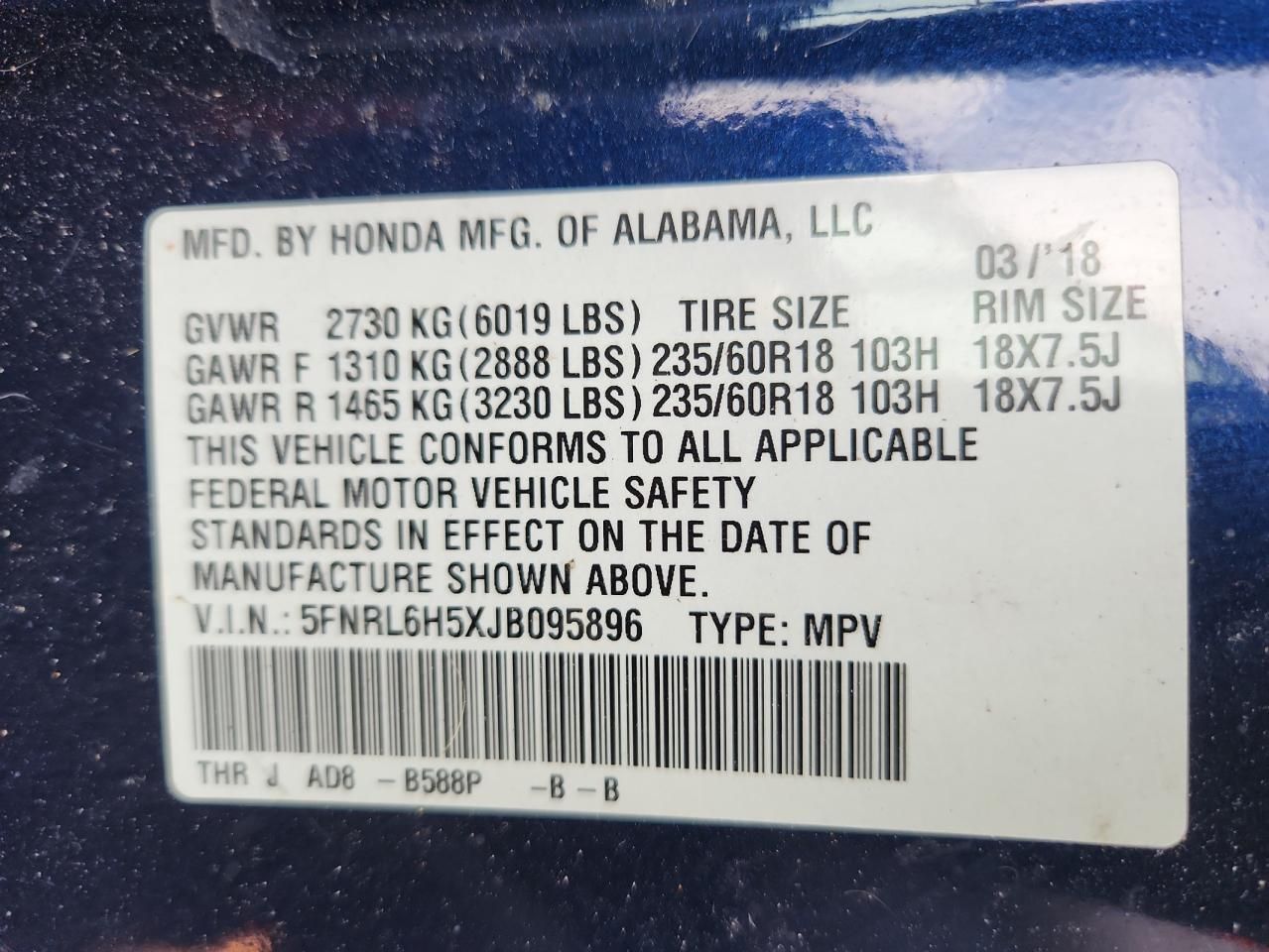 2018 Honda Odyssey ex