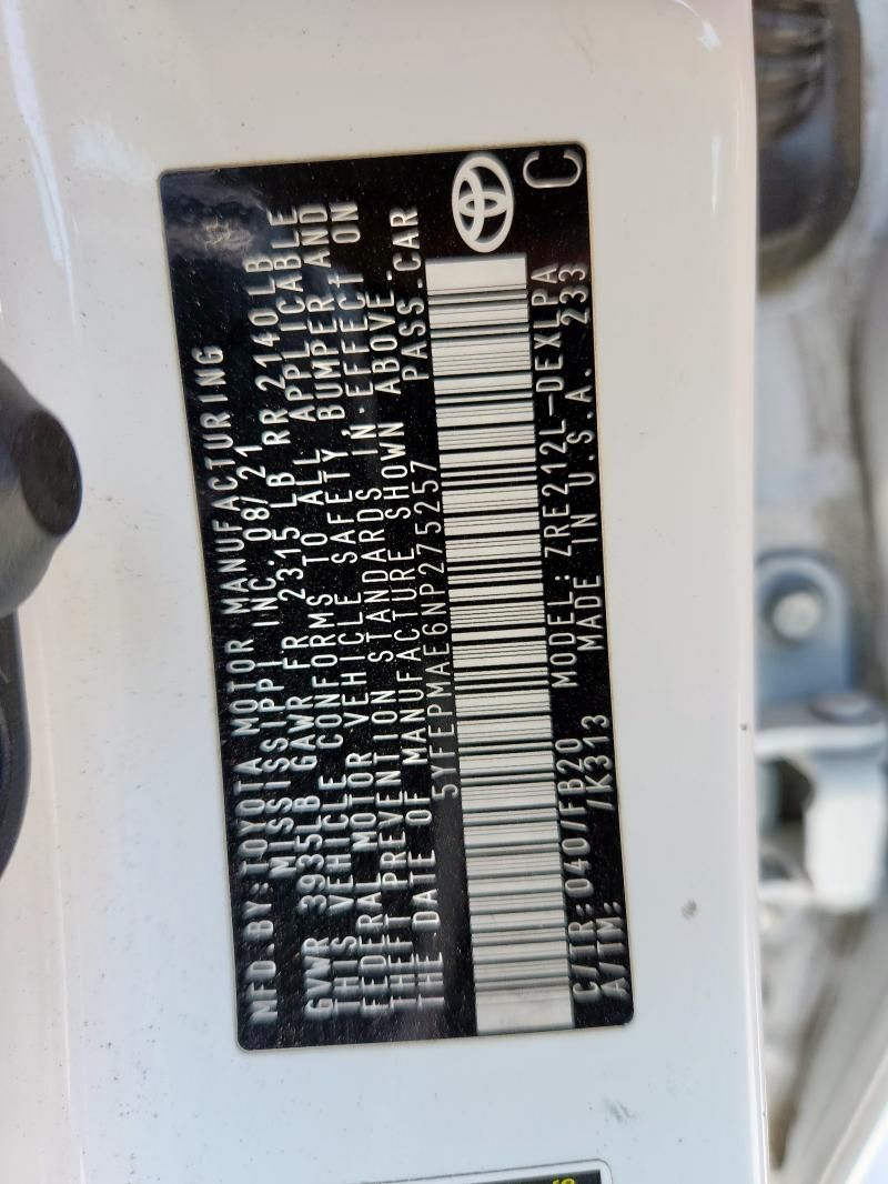 2022 Toyota Corolla le