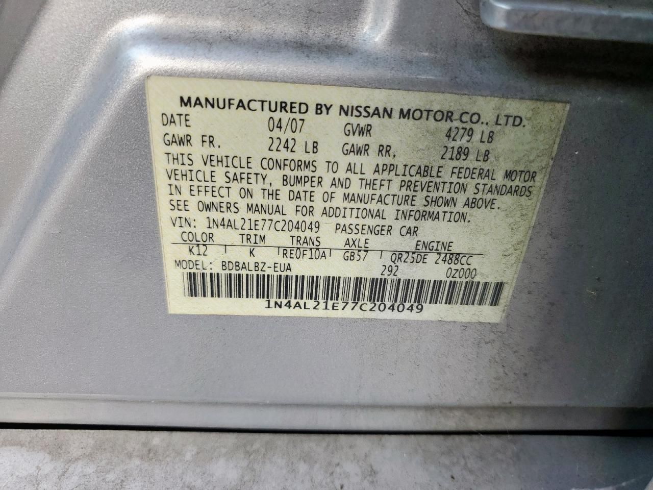 2007 Nissan Altima 2.5