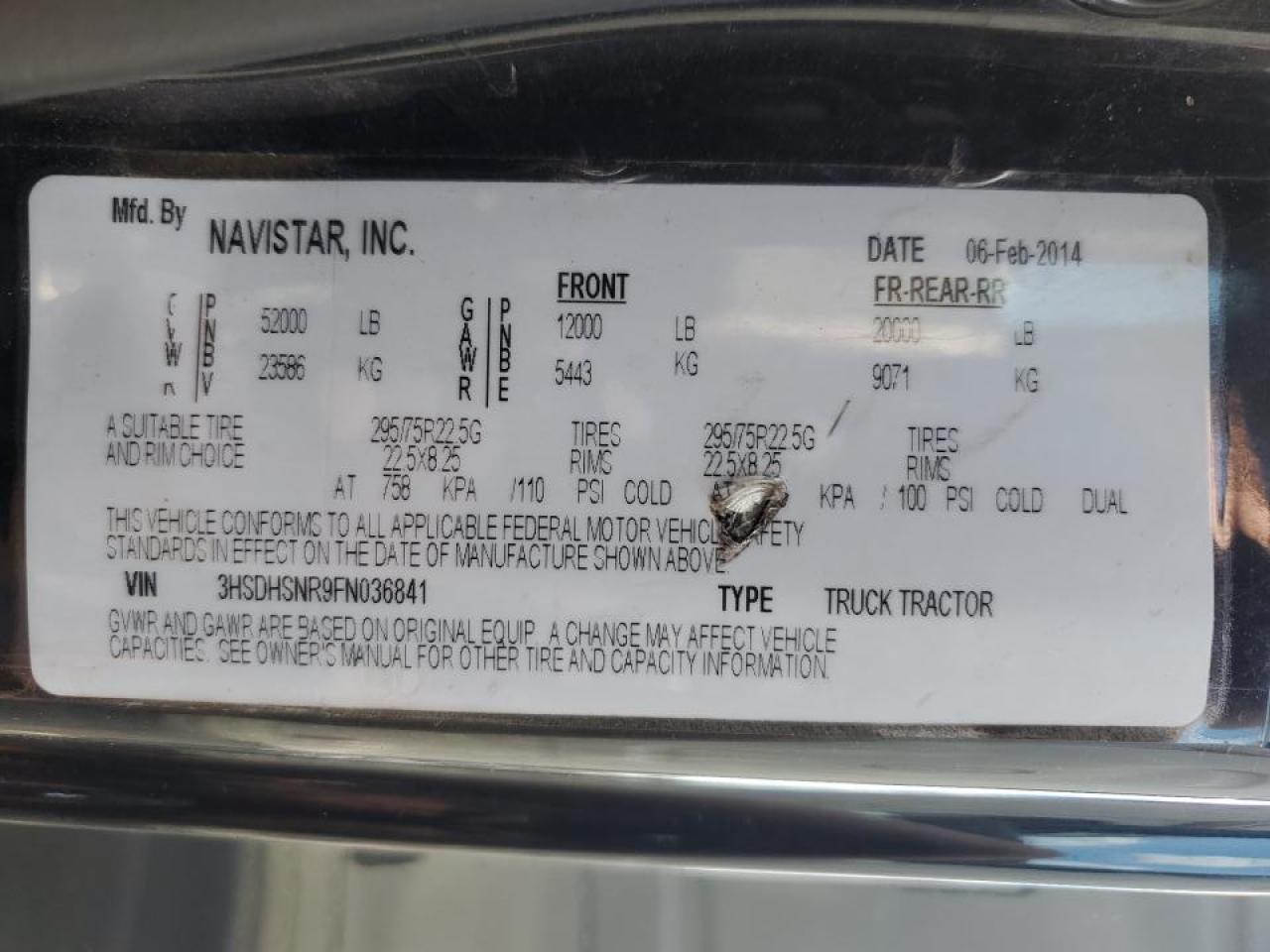 2015 International Prostar Semi Truck