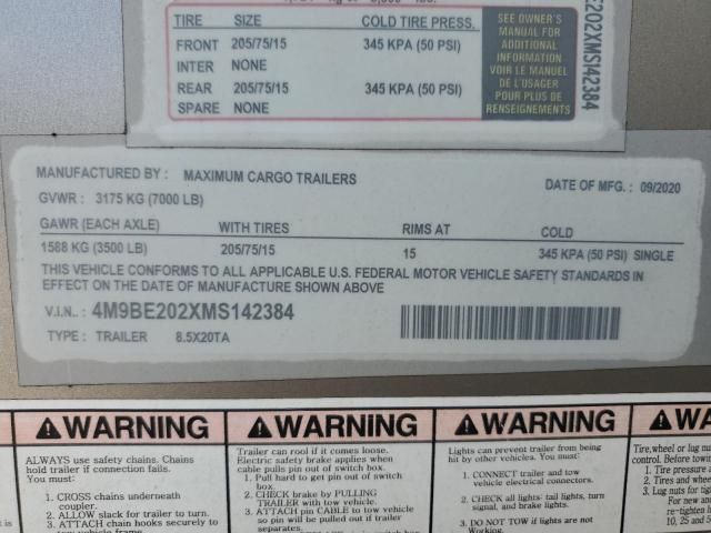 2021 Maxim UM 8.5X20TA Enclosed Cargo Trailer