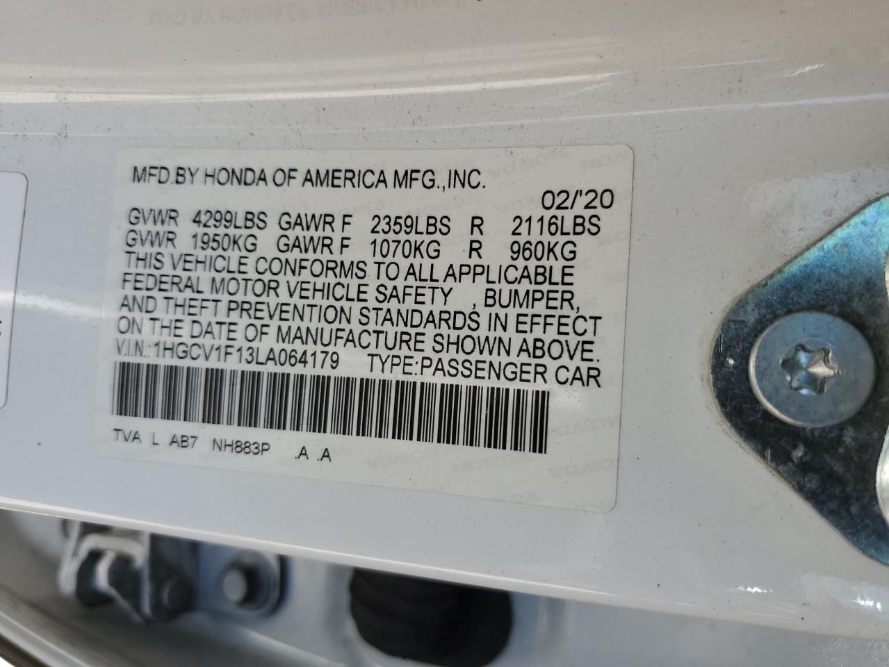 2020 Honda Accord lx