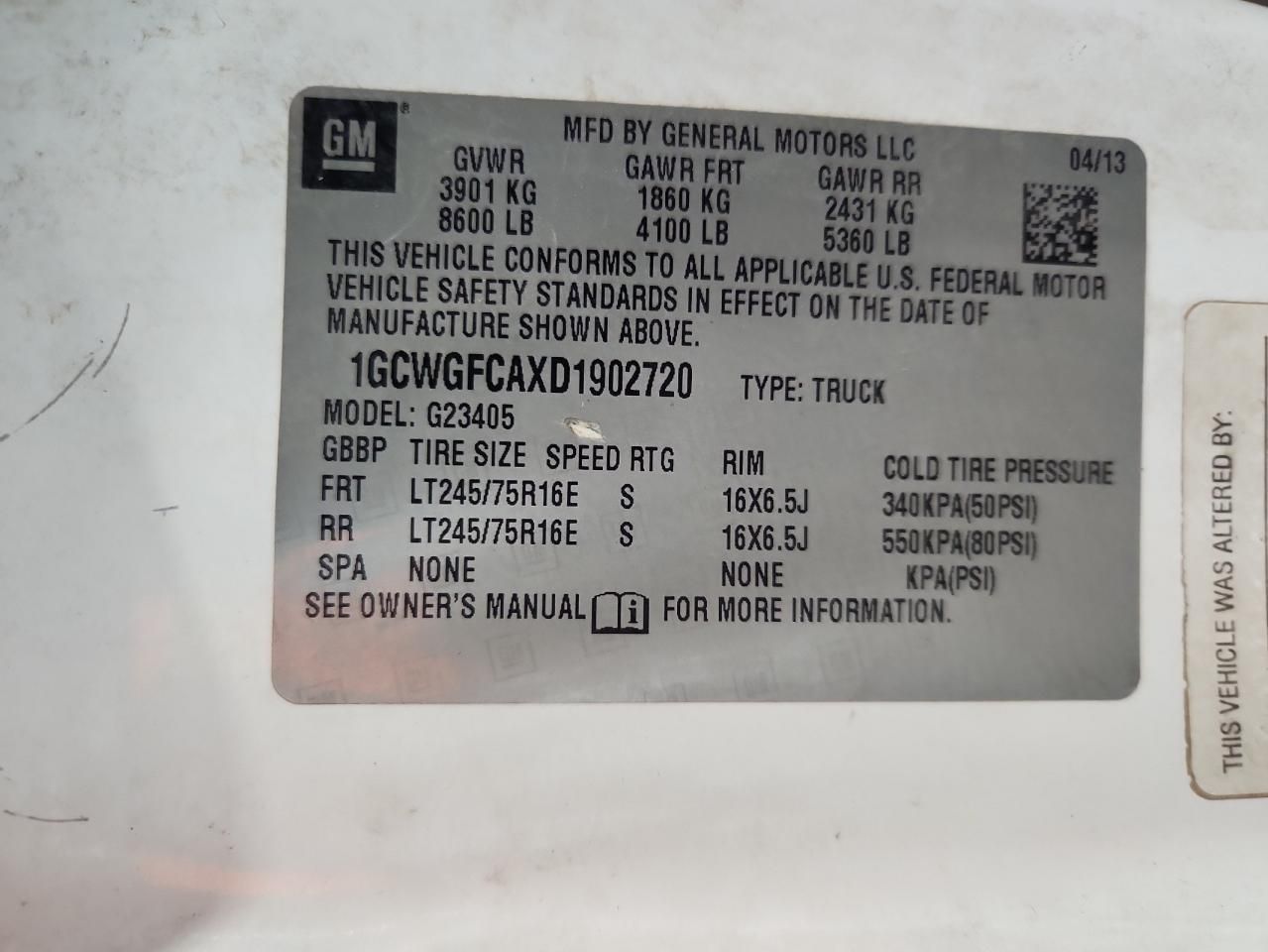 2013 Chevrolet Express G2500