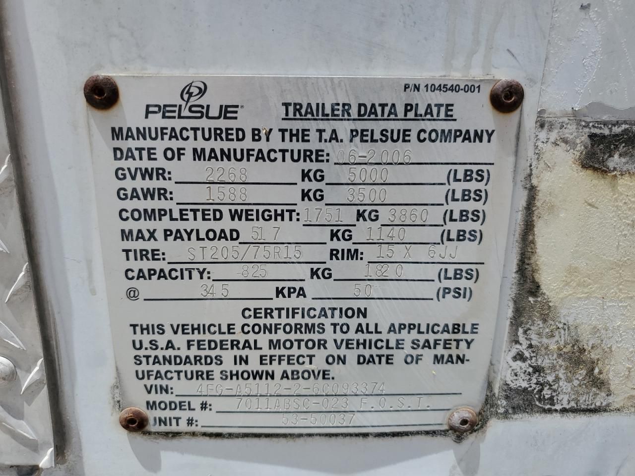 2006 Pelsue 7011ABSC-023 F.0.S.T. Fiber Optic Splicing Trailer