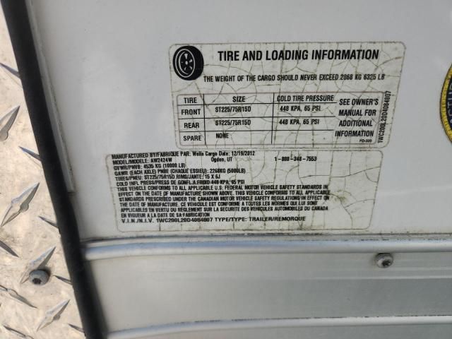 2013 Wells Cargo AW2424W Enclosed Cargo Trailer