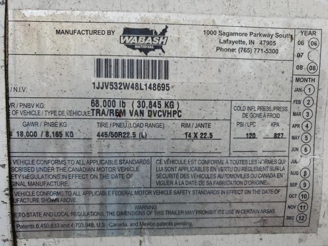 2008 Wabash Dvcvhpc DRY Van Trailer
