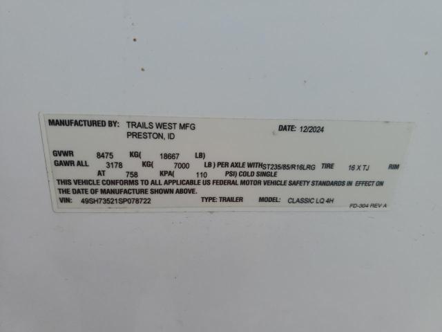 2025 Trails West Classic LQ 4H Horse Trailer