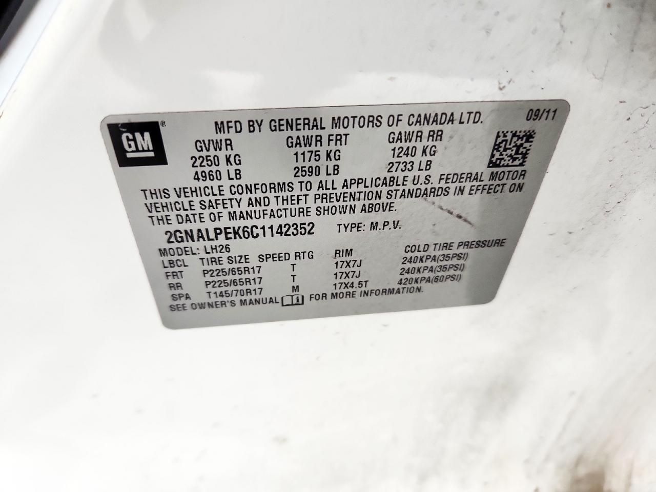 2012 Chevrolet Equinox lt