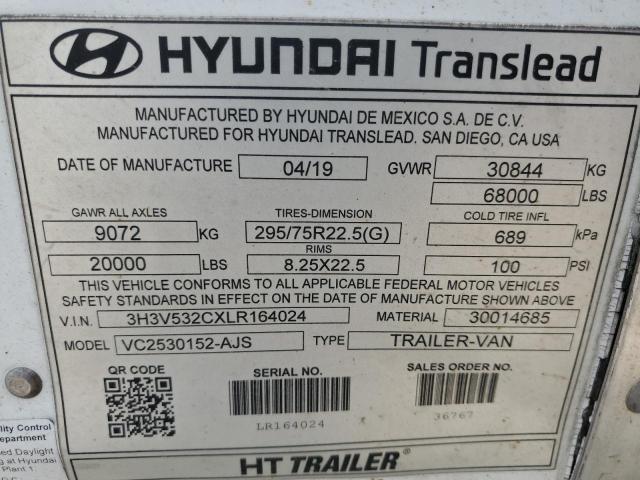 2020 Hyundai Translead VC2530152-AJS DRY Van Trailer