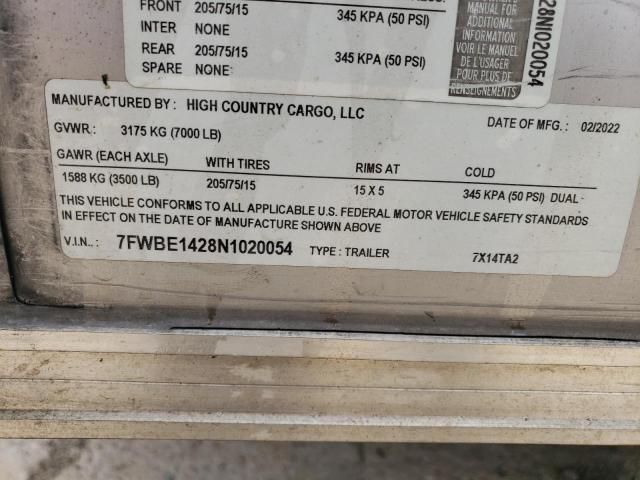 2022 Hgih Country 7X14TA2 Enclosed Cargo Trailer