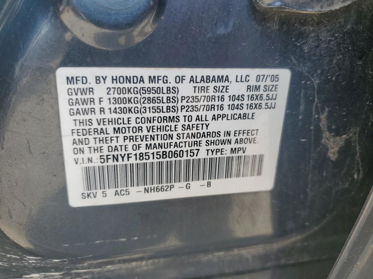 2005 Honda Pilot exl