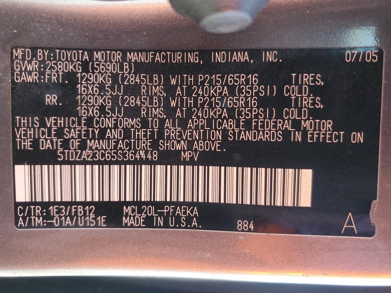 2005 Toyota Sienna ce