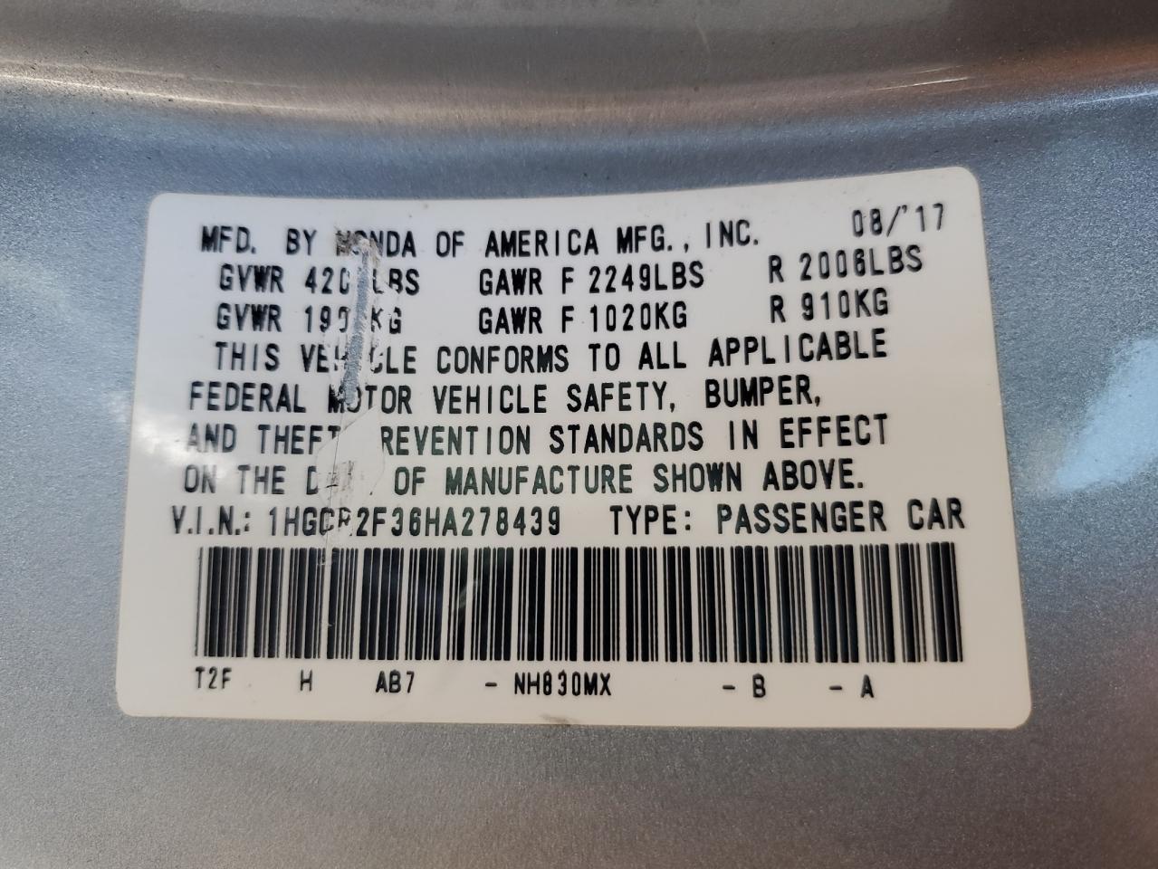 2017 Honda Accord lx