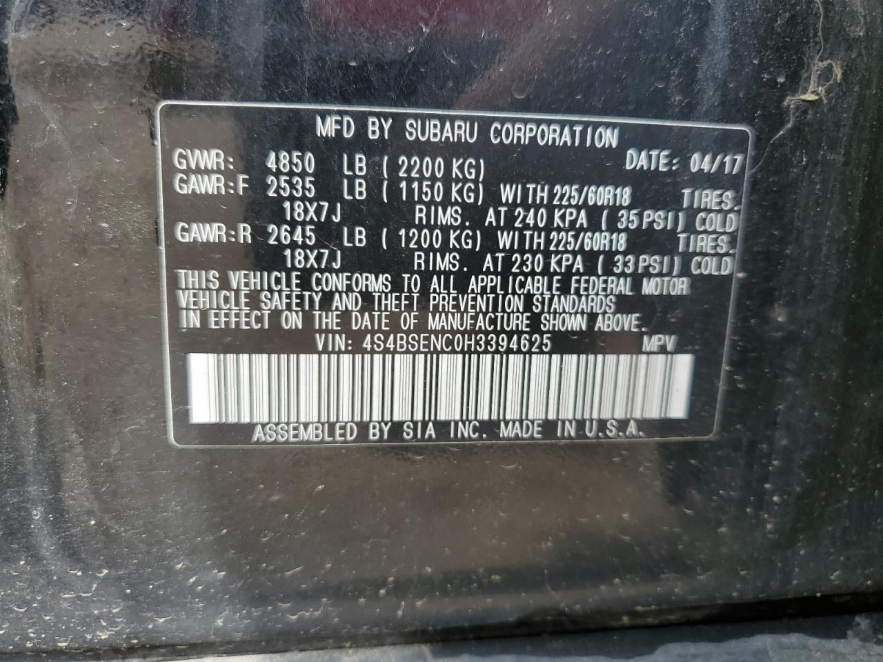 2017 Subaru Outback 3.6r Limited