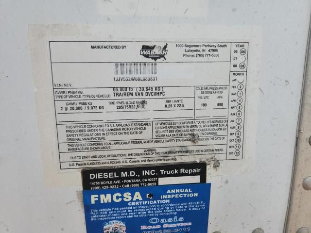 2008 Wabash Dvcvhpc DRY Van Trailer