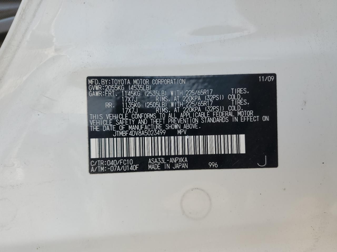 2010 Toyota Rav4 Base